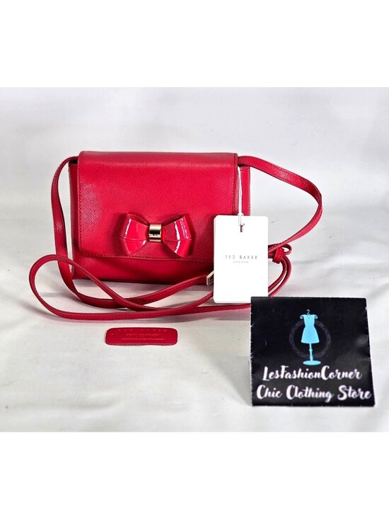 Ted Baker Handbags - NWT Ted Baker Women's Fuchsia Leather Angiee Bow Detail Shoulder Bag Small 2173